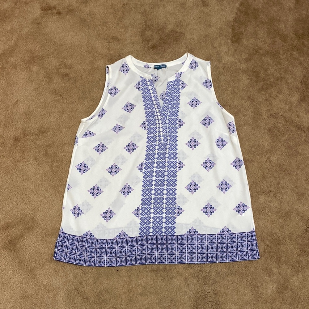 Fleur Bleue Geometric Blouse